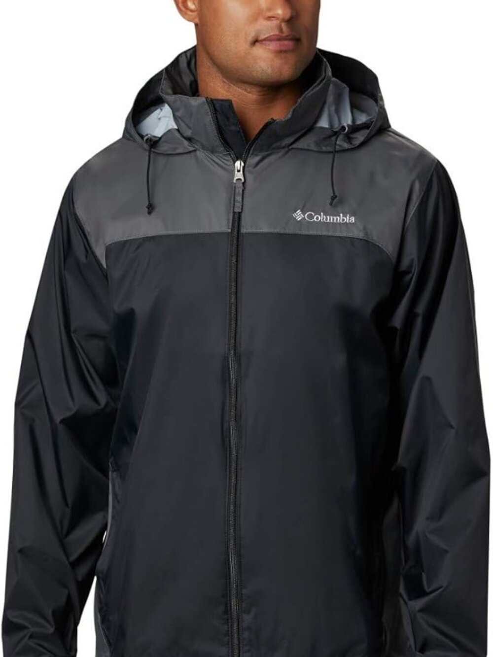 Columbia Men's Black Gray Glennaker Lake Hooded Full Zip Rain Jacket Size XXL